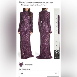 Purple sequin evening gown maxi gala dress Mac Duggal size 2
